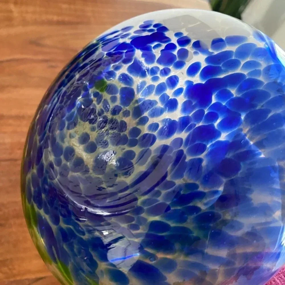 Blue Green Art Glass Decorative Vase